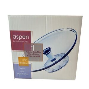 Aspen by Indiana Glass 11.75” Pedestal Cake Plate Aspen Leaf Pattern